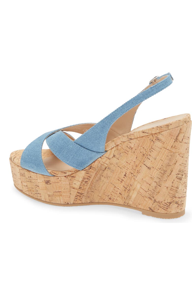 Stuart Weitzman Dayna Slingback Platform Wedge Sandal, Alternate, color, Washed Vintage Denim