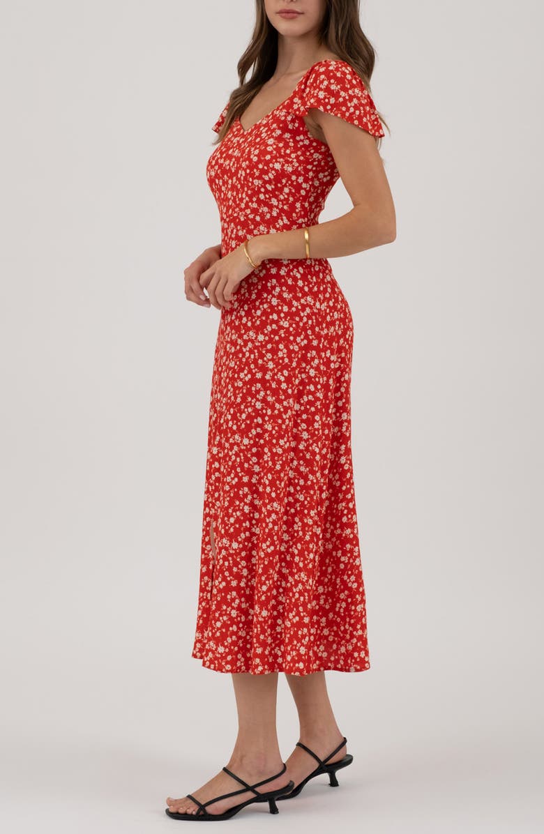 Blu Pepper Flutter Sleeve Midi Dress, Alternate, color, Red