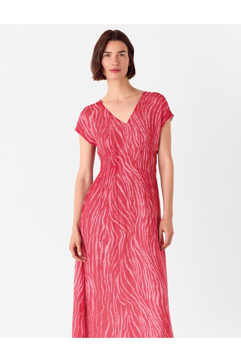 Short Sleeve Zebra Texture Midi Dress, Alternate, color, Red/Multi