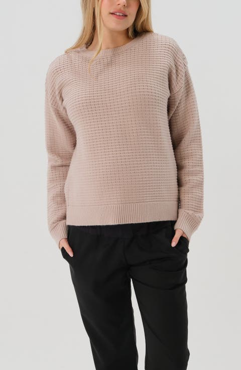 Women's Maternity & Nursing Sweater with Button Detail & Hidden Thumbhole Feature