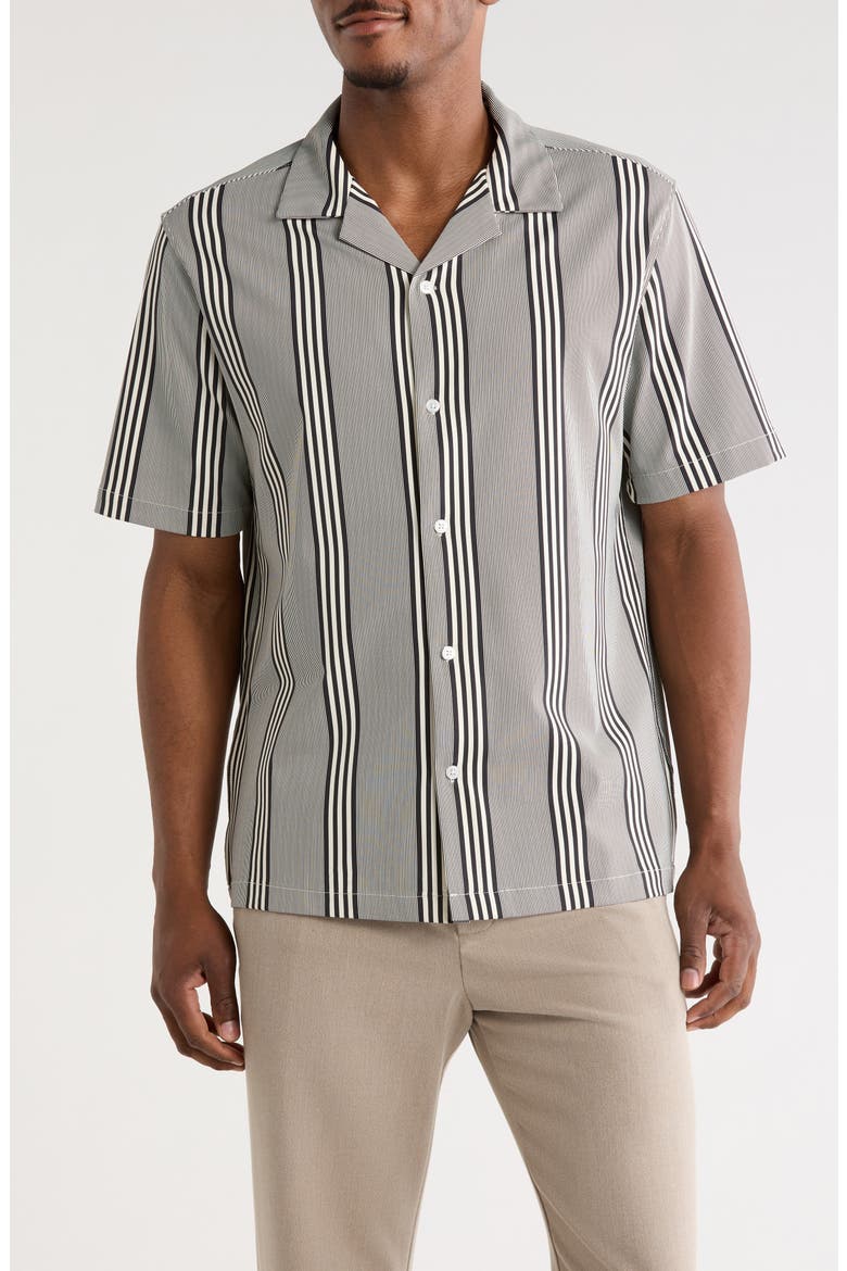 Stripe Camp Shirt, Main, color, BLACK / BIRCH STRIPE