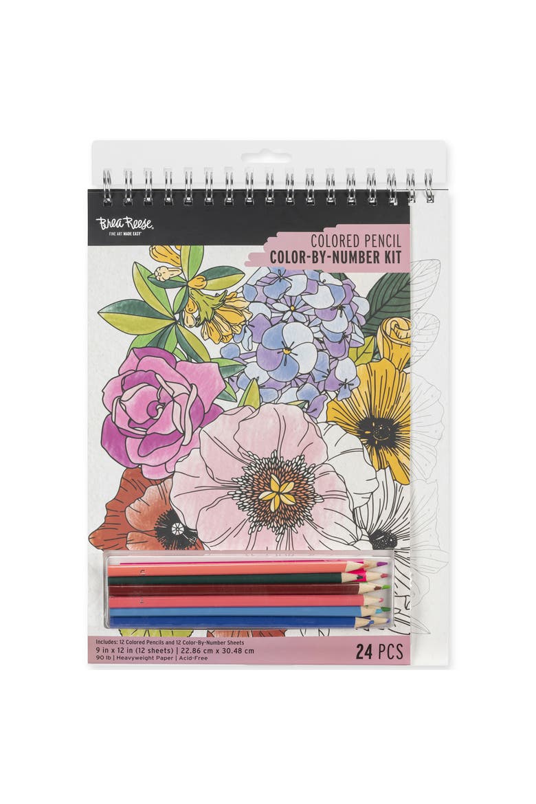 Colored Pencil Color by Number Kit Floral, Main, color, Multicolored