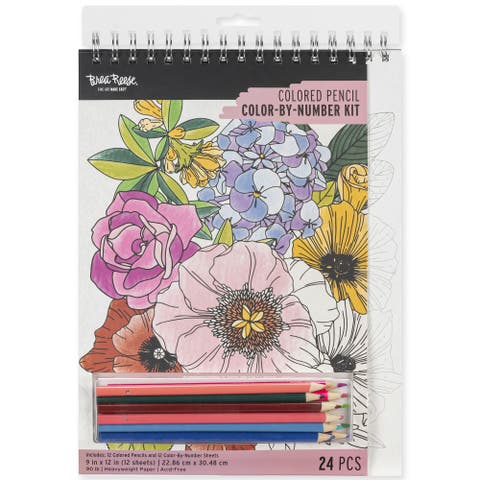 Colored Pencil Color by Number Kit Floral