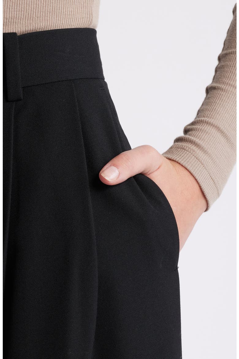 Pleat Front Twill Wide Leg Pant, Alternate, color, BLACK DARK TWILL