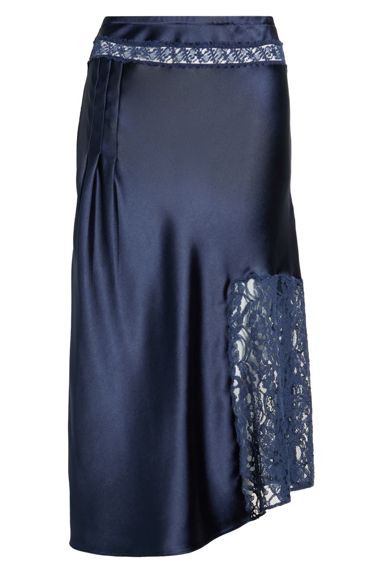 Elea Satin and Lace Midi Skirt, Main, color, NAVY