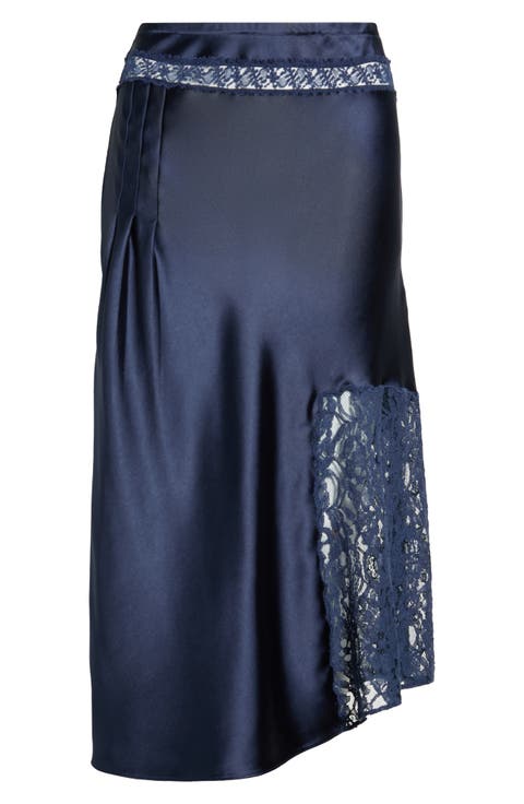 Elea Satin and Lace Midi Skirt