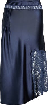 Damson Madder Elea Satin and Lace Midi Skirt