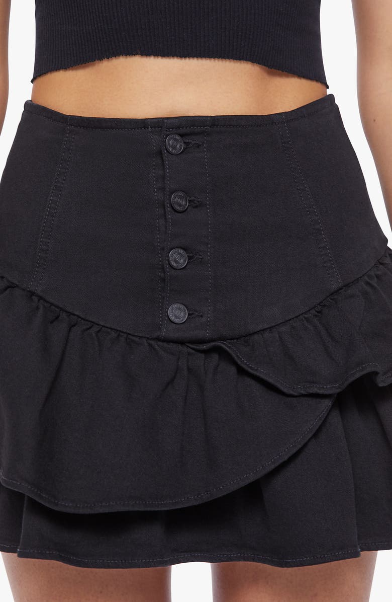 MOTHER The Pixie Minx Layered Ruffle Denim Miniskirt, Alternate, color,