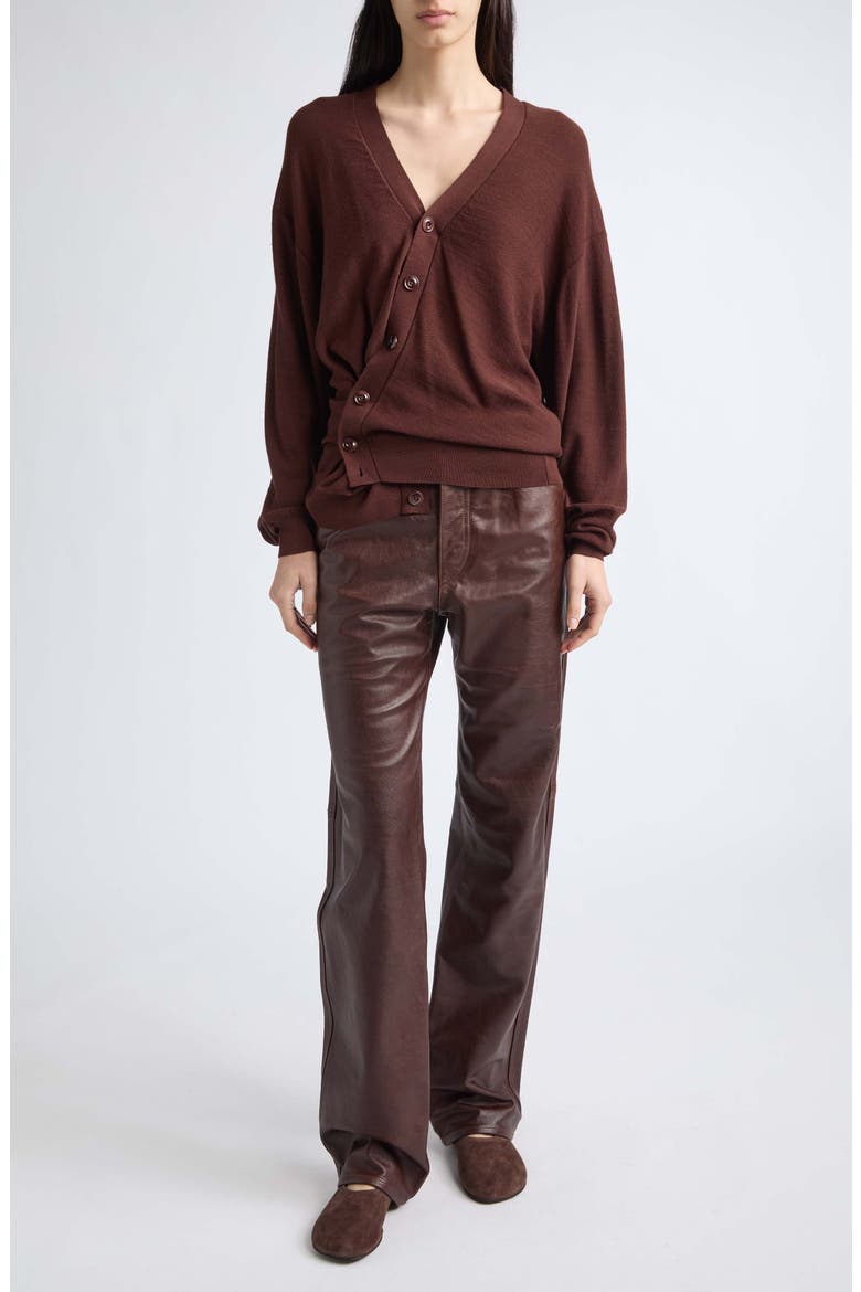 Straight Leg Leather Pants, Alternate, color, BRICK
