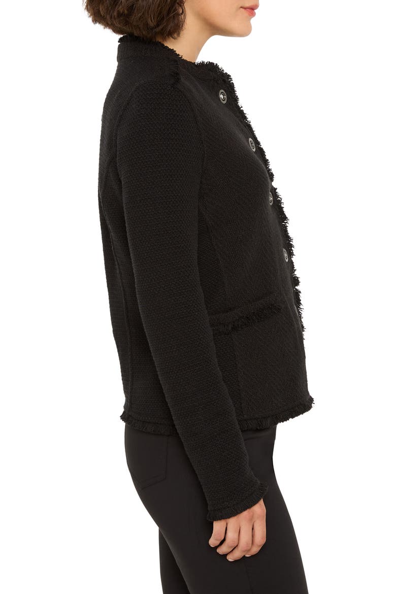 Military Fringe Mixed Knit Jacket, Alternate, color, BLACK ONYX