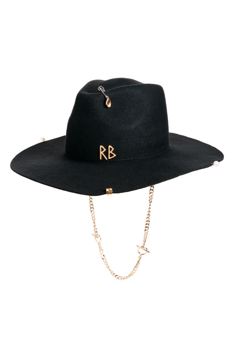 Ruslan Baginskiy Monogram Logo Wool Fedora, Main, color, Black