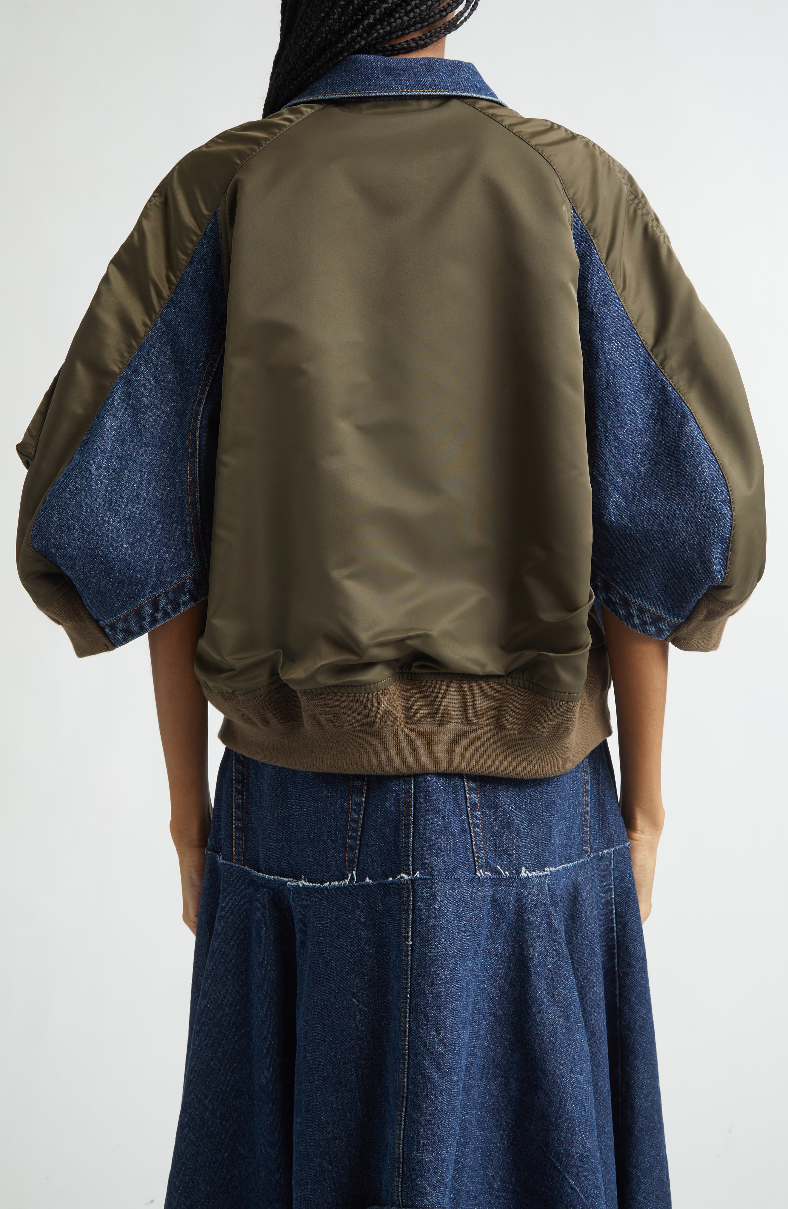 Denim & Nylon Mixed Media Jacket - image 4