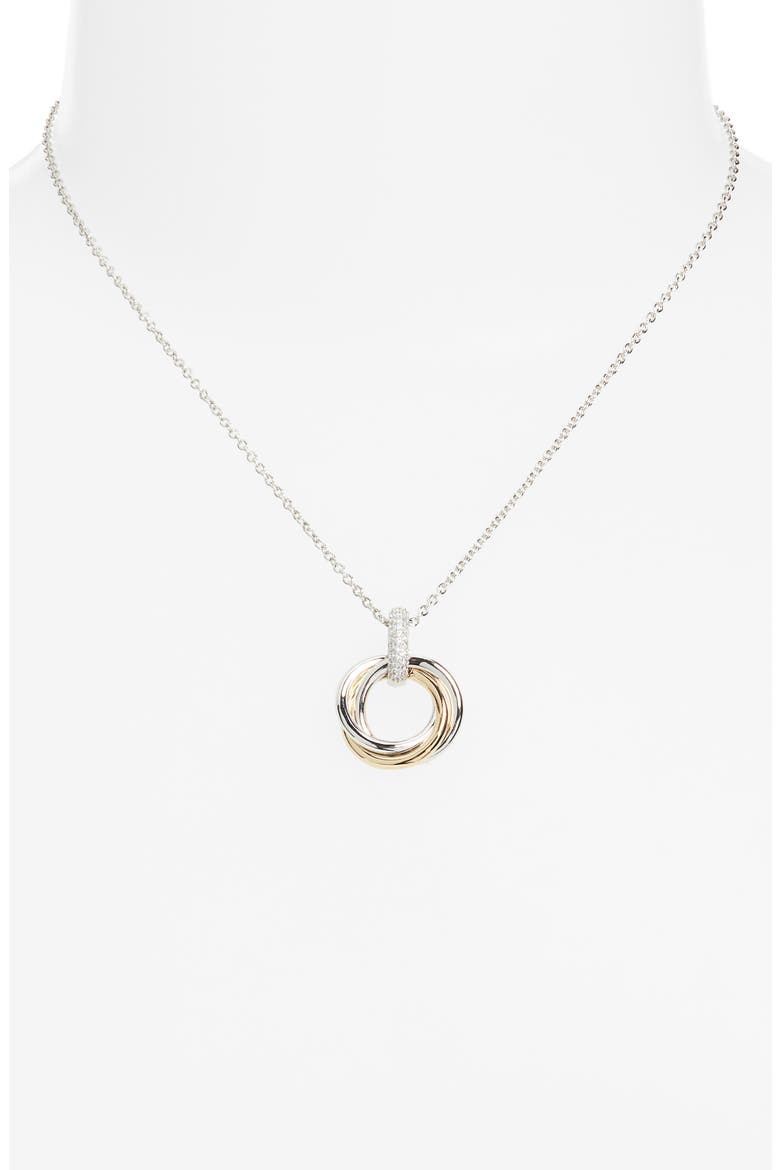 Gemini Pavé Trio Pendant Necklace, Alternate, color, GOLD