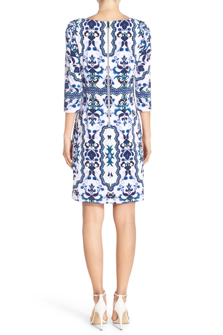 Print Crepe Shift Dress, Alternate, color, BLUE MULTI