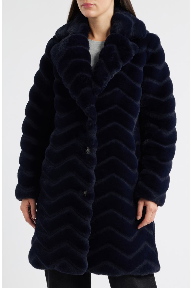 Faux Fur Coat, Alternate, color, NAVY