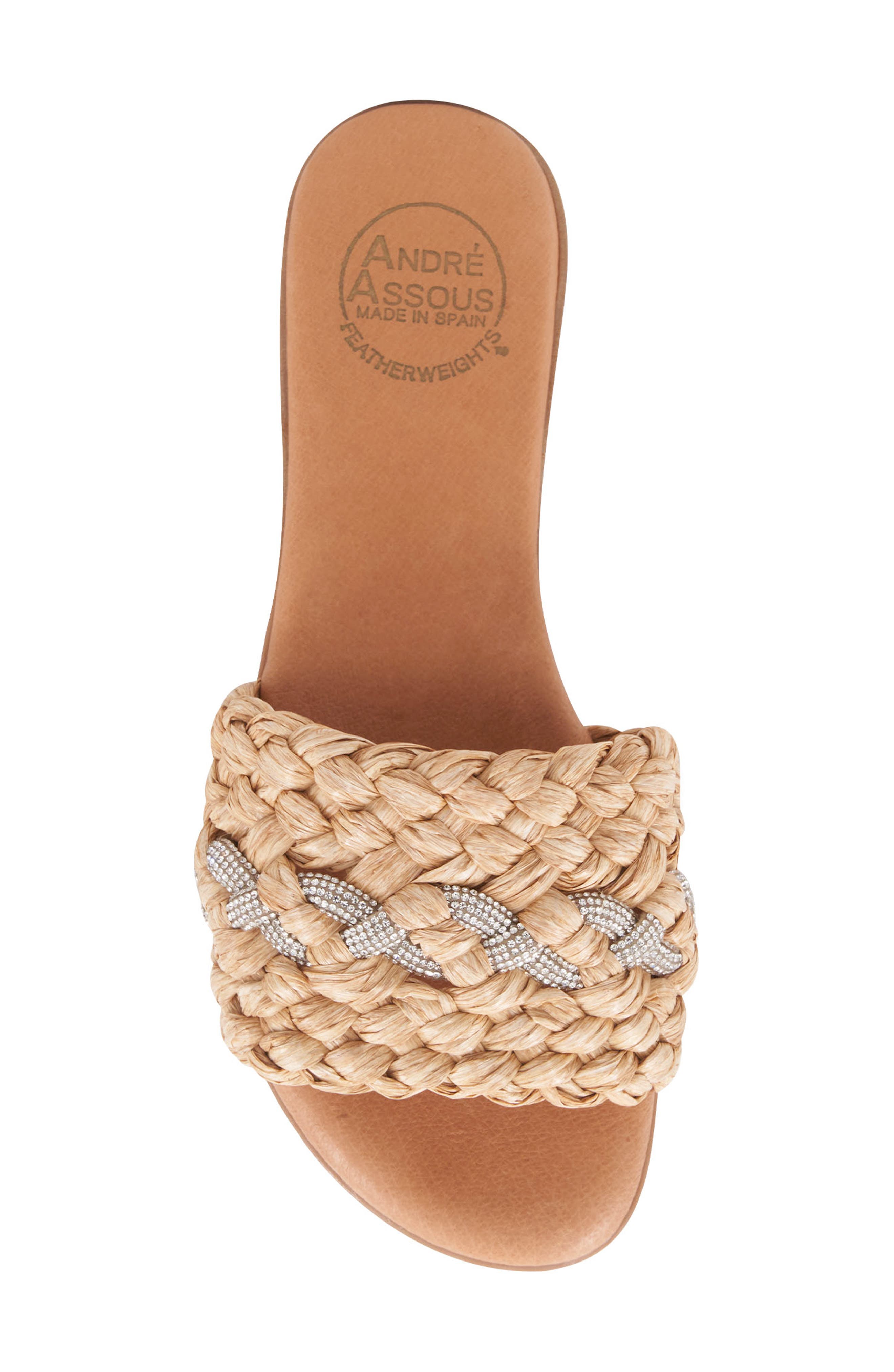 André Assous Nahala Slide Sandal, Alternate, color, Natural/ Crystal