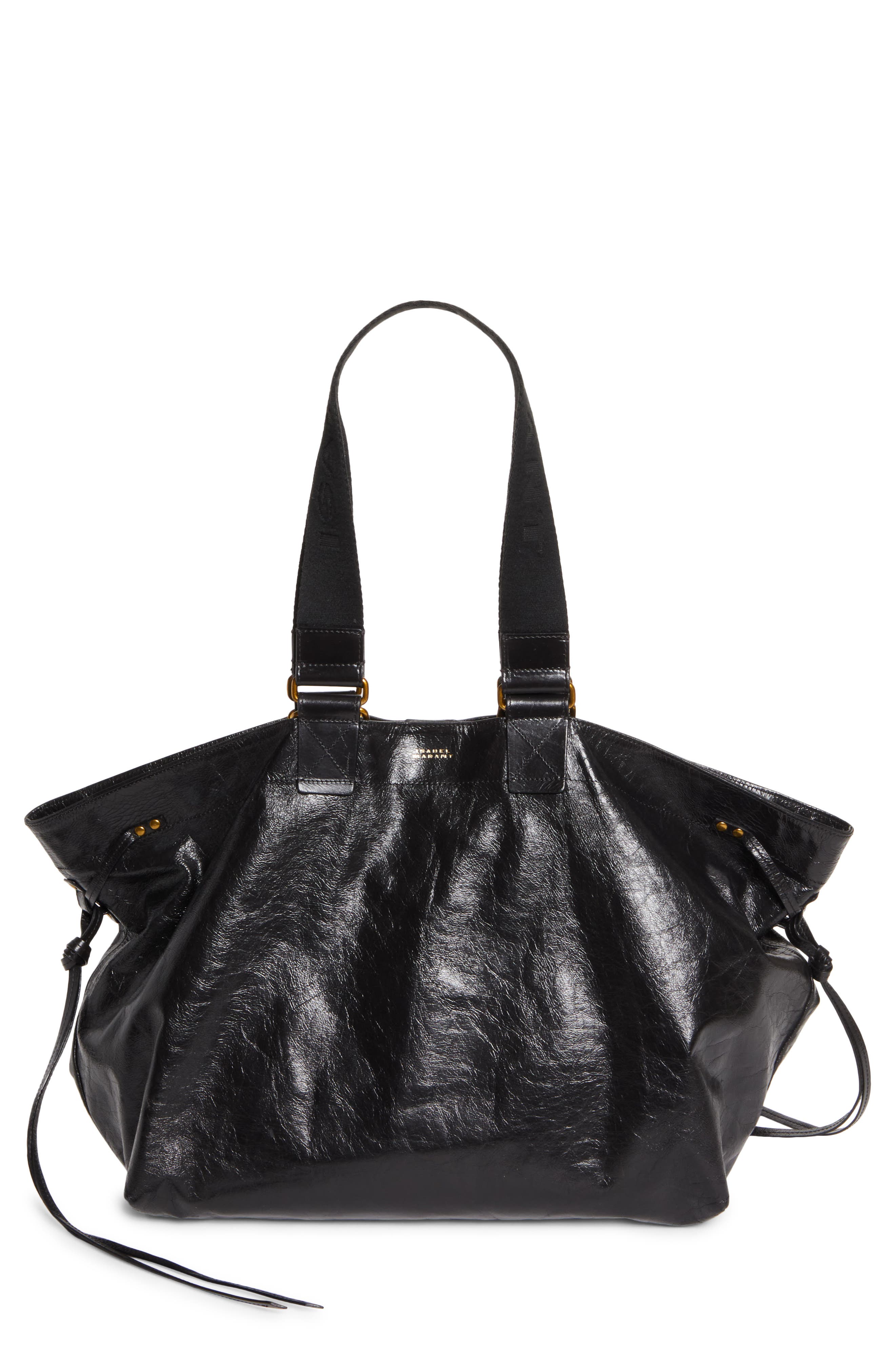 Isabel Marant Wardy Leather Shopper Tote, Main, color, Black