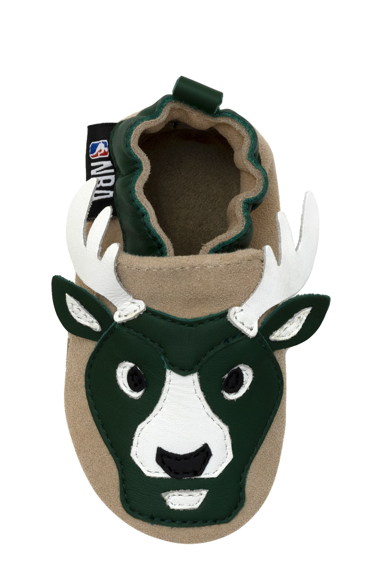 Robeez<sup>®</sup> Milwaukee Bucks Crib Shoe, Alternate, color, 