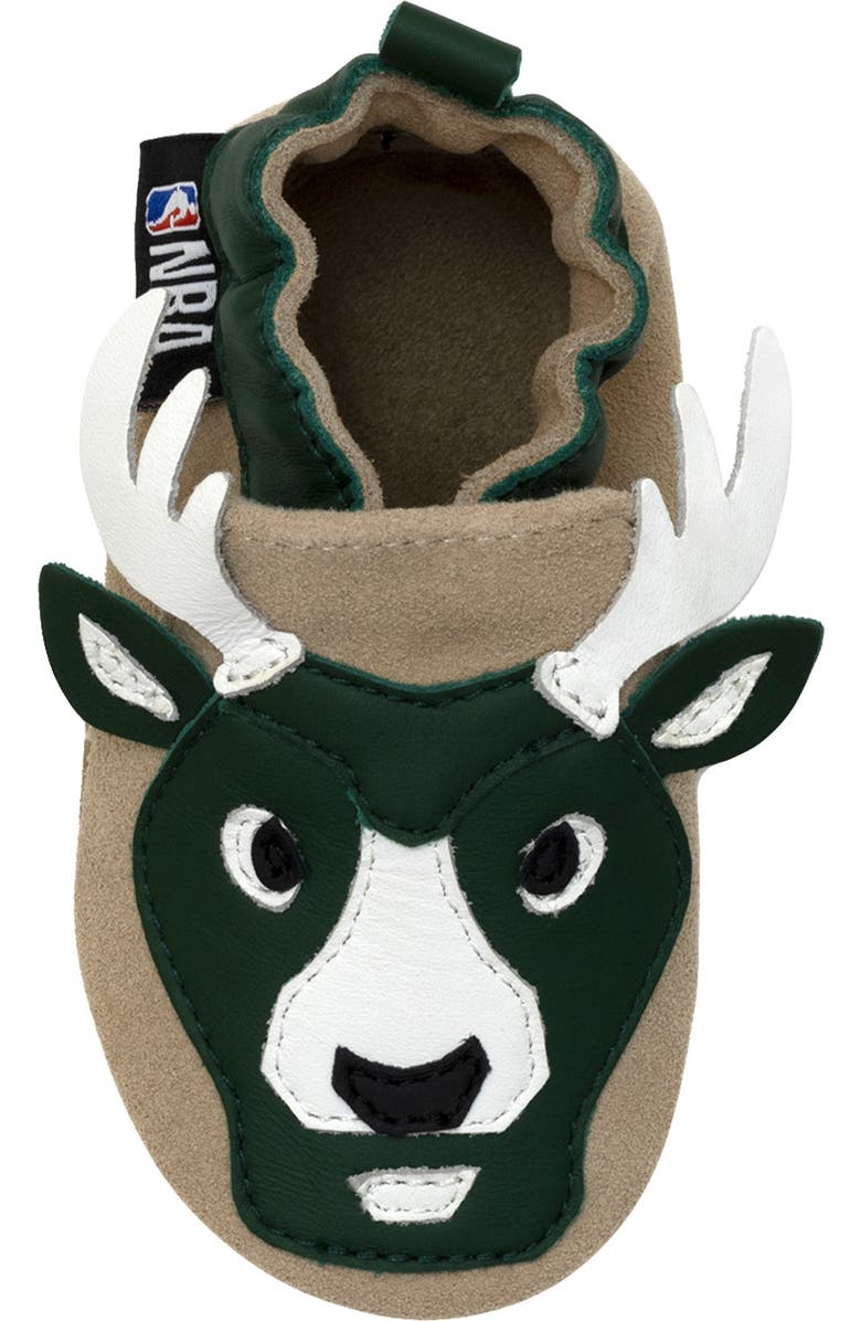 Robeez<sup>®</sup> Milwaukee Bucks Crib Shoe, Alternate, color,