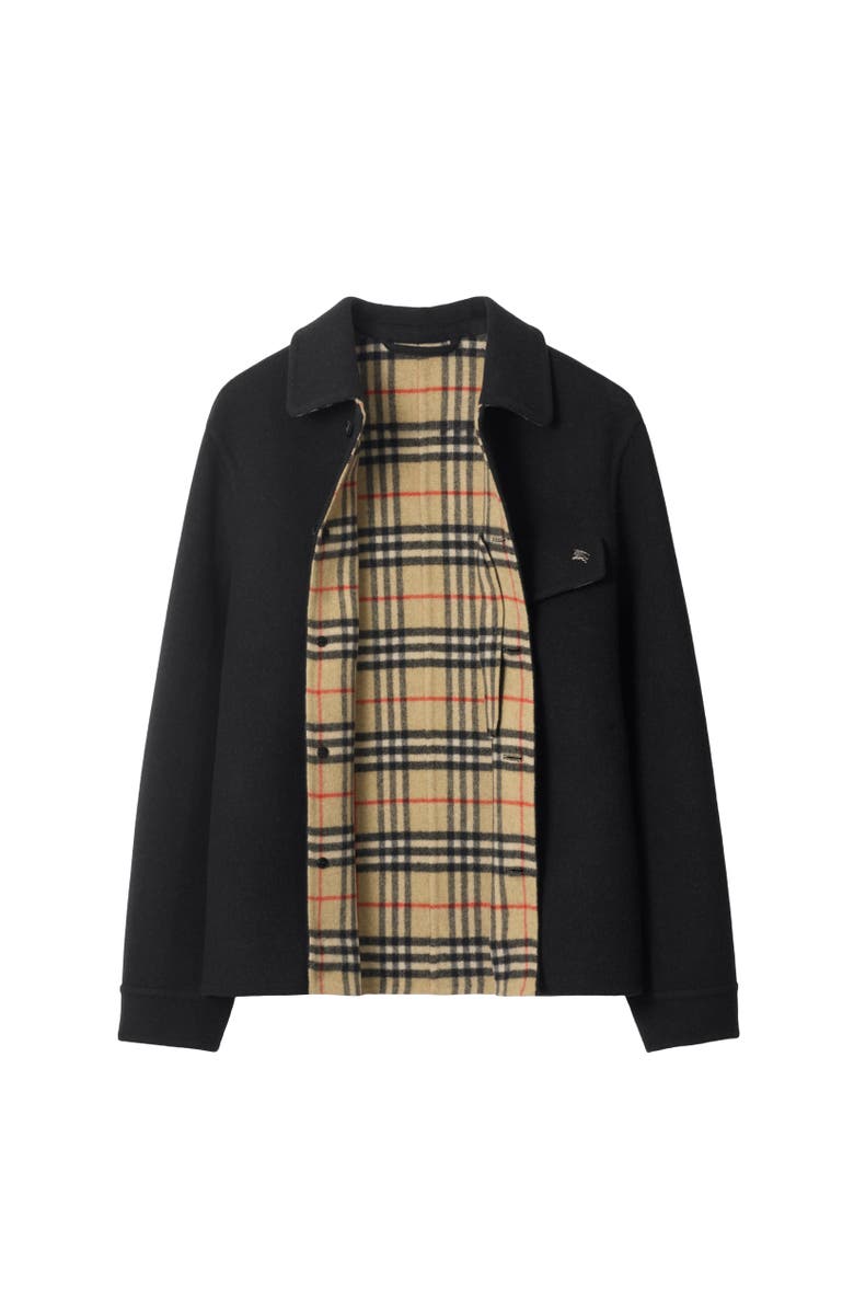 Burberry Wool Overshirt, Alternate, color, Black/Sand Beige
