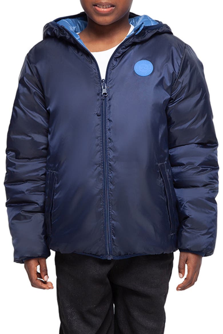 Kids' Reversible Puffer Jacket, Alternate, color, Navy peony