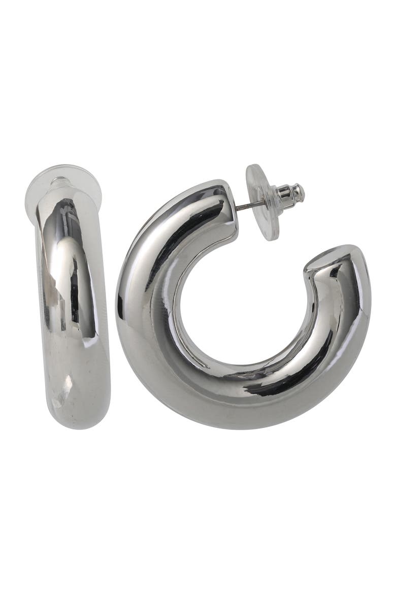 Chunky Silver-Tone Hoop Earrings, Main, color, Silver