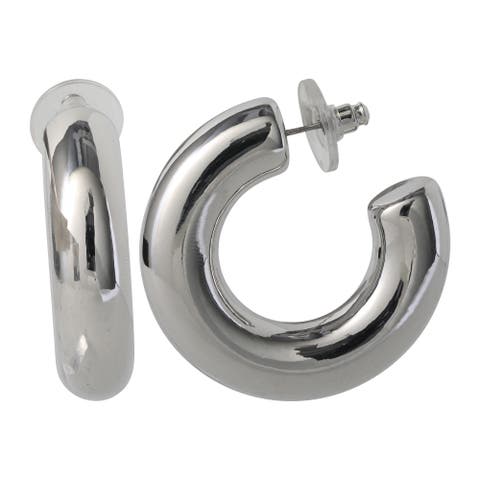 Chunky Silver-Tone Hoop Earrings