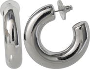 BCBG Generation Chunky Silver-Tone Hoop Earrings
