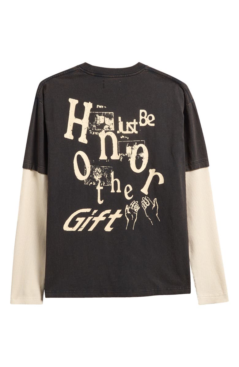 HONOR THE GIFT Layered Just Be Long Sleeve Graphic T-Shirt, Alternate, color, Black