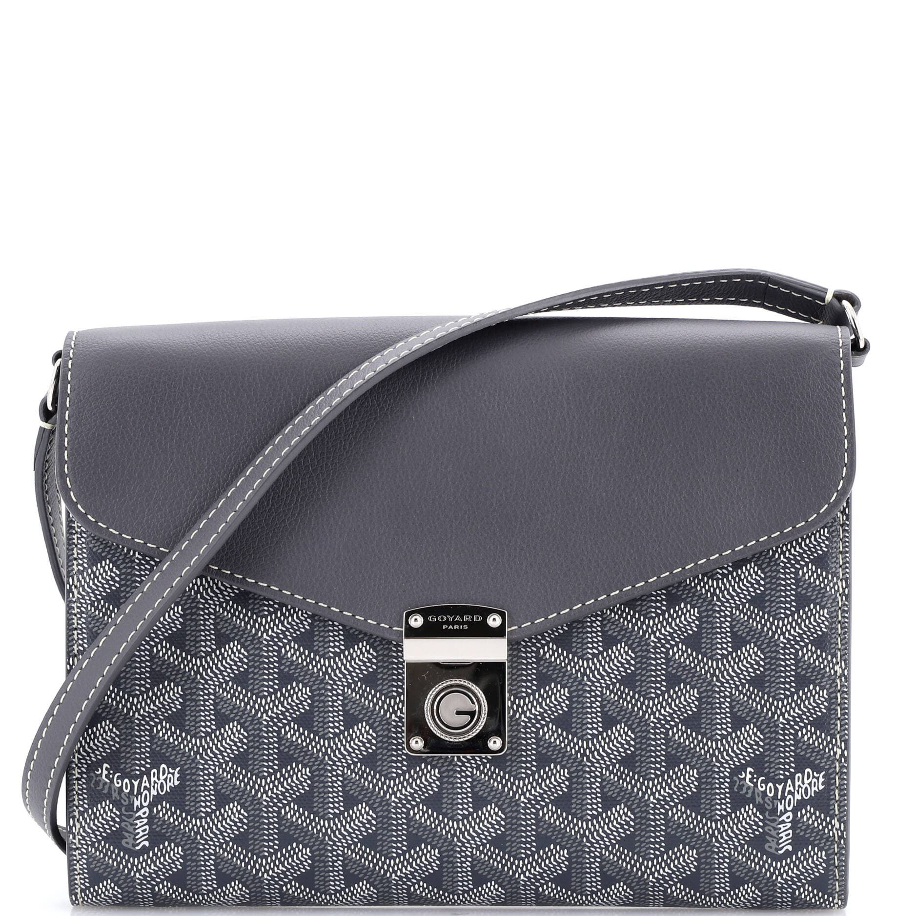 Pre-Owned Goyard Chypre Wallet on Strap Coated Canvas with Leather, Main, color, Gray