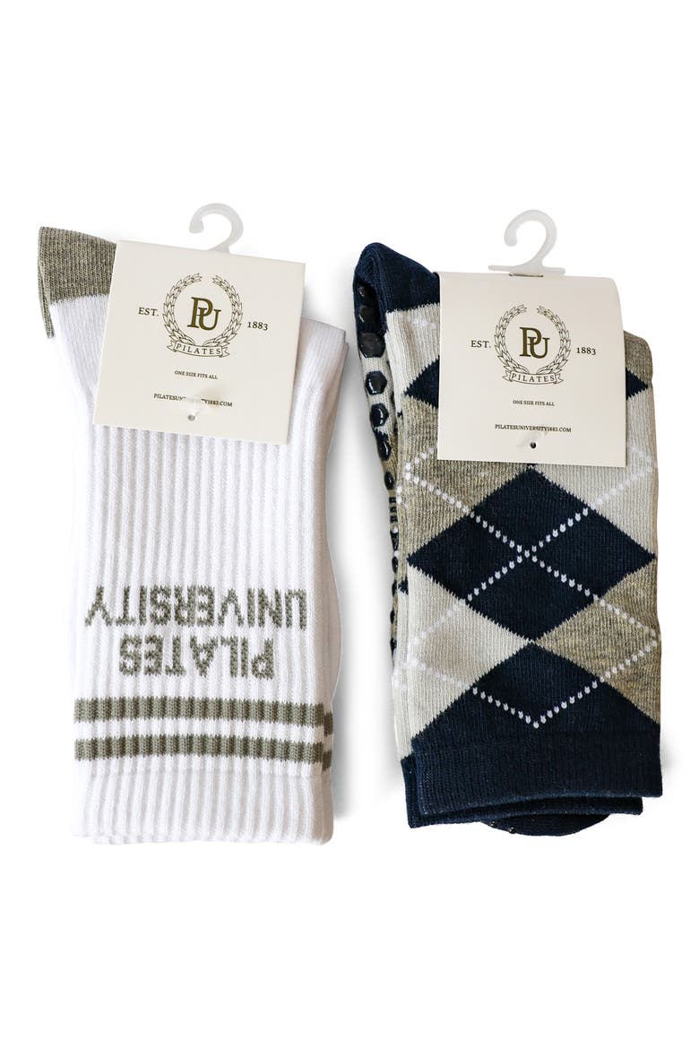 Assorted 2-Pack Ivy League Nonslip Grip Crew Socks, Alternate, color, MULTI