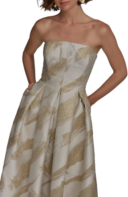 Donna Karan New York Strapless Fit & Flare Gown In Cream/gold