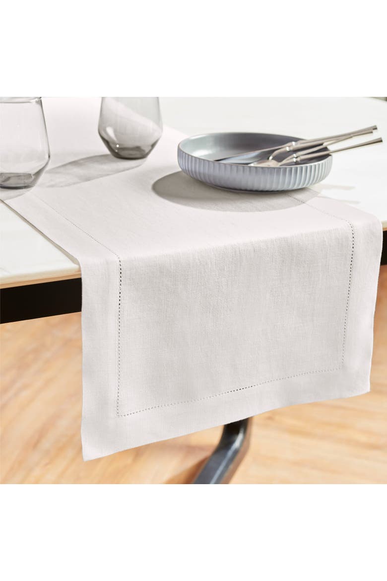Linen Table Runner - Sonoma Hemstitch, Alternate, color, White