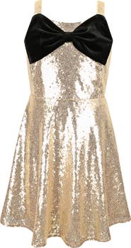 Zunie Kids' Sequin Bow Fit & Flare Dress