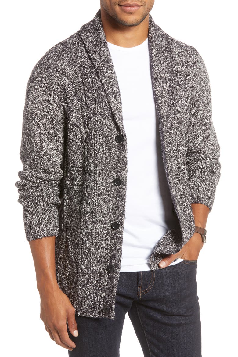 Shawl Collar Cardigan, Main, color, BLACK IRIS MARL