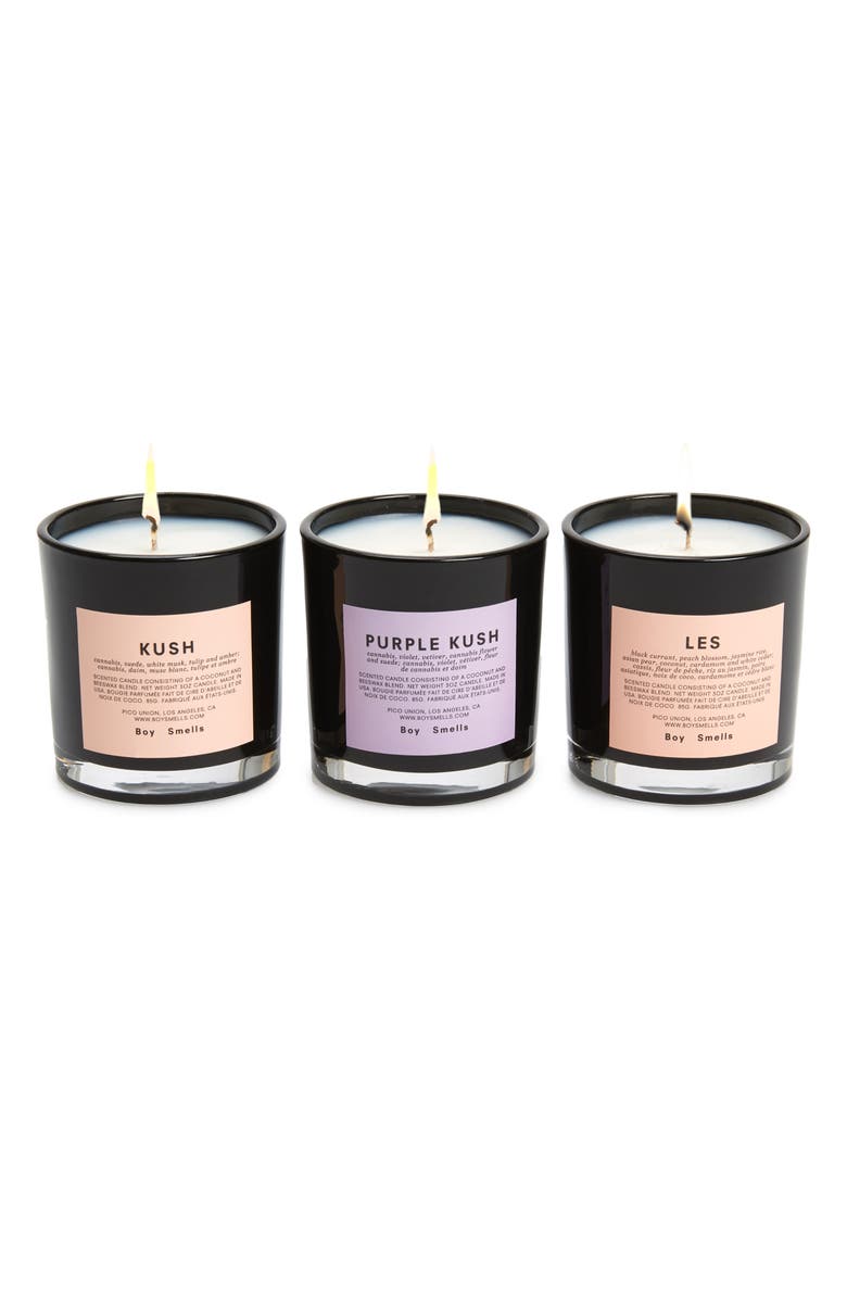 Boy Smells Kush, Purple Kush & Les 3-Pack Votive Candle Set, Main, color,