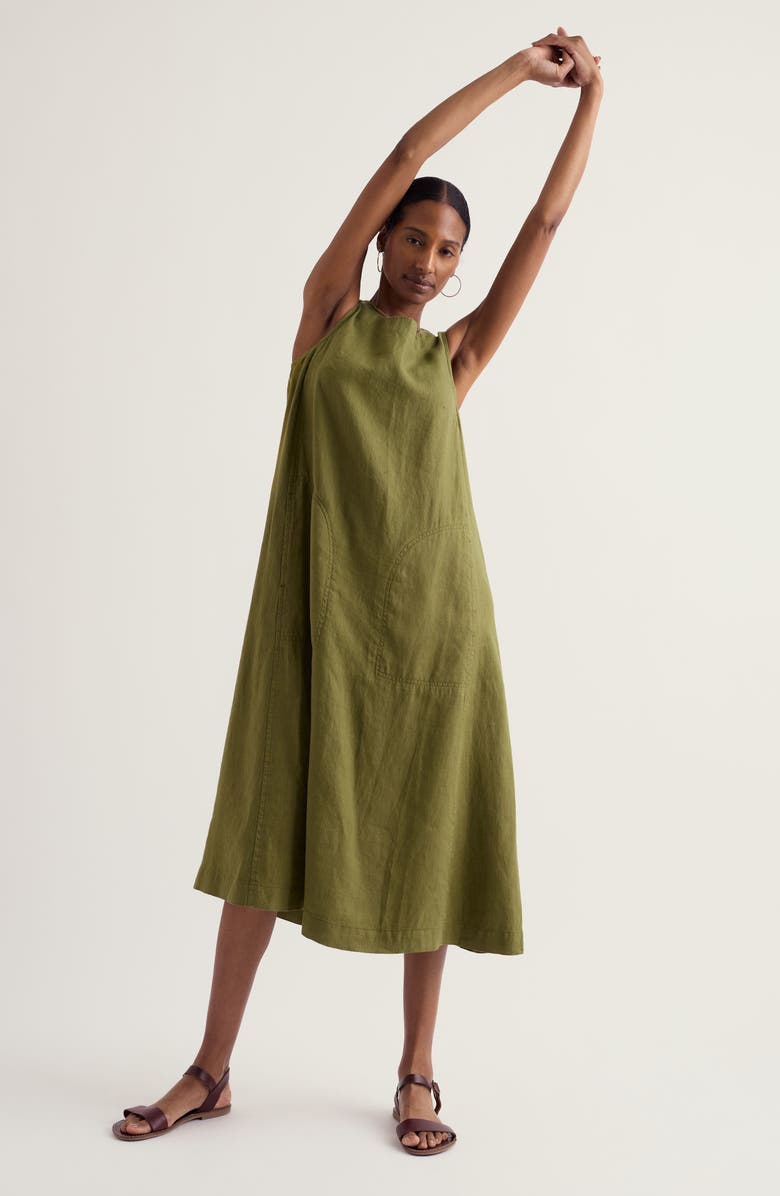 Seasalt Cornwall Cresting Waves Sleeveless Linen A-Line Dress, Alternate, color, Creek