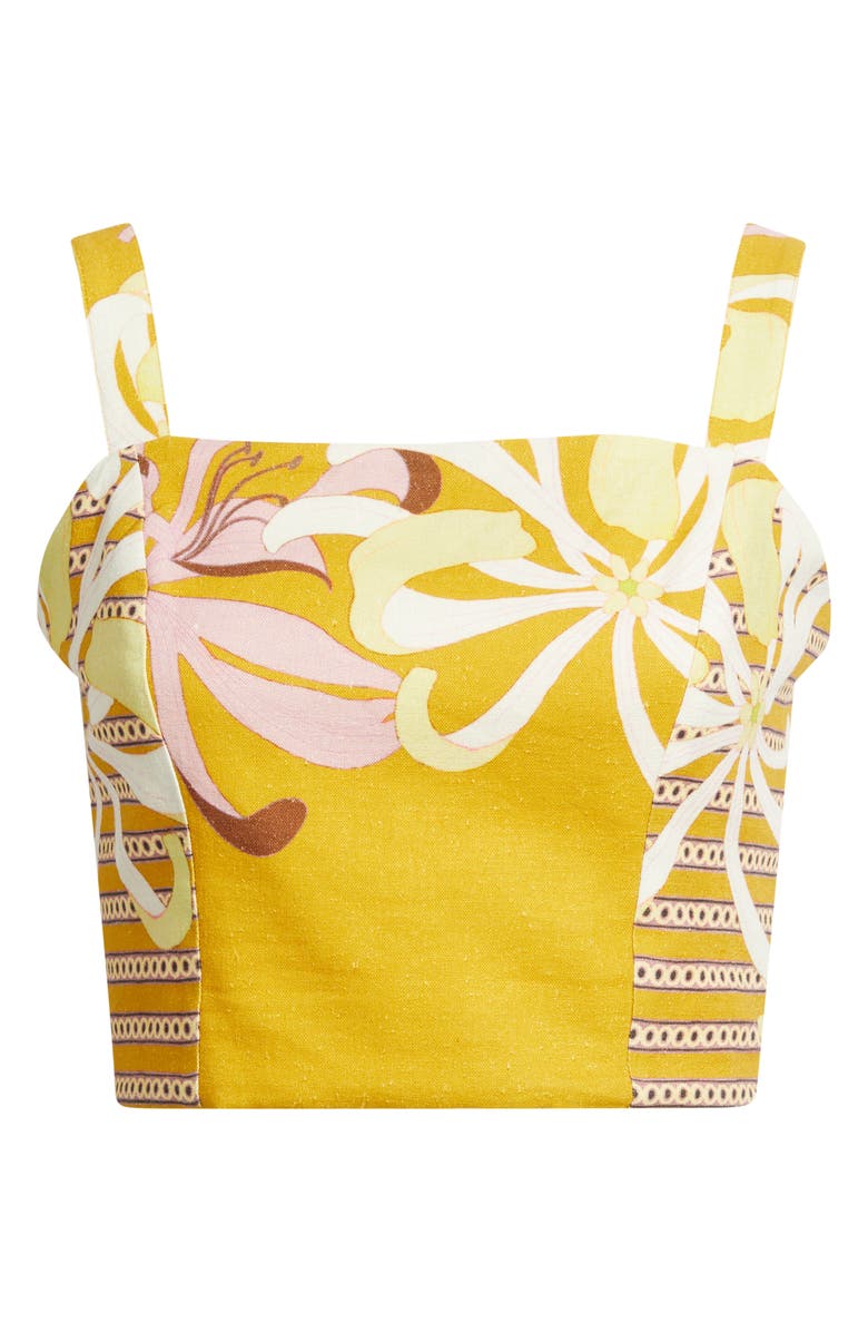 CIEBON Loren Crop Linen Blend Top, Alternate, color, Yellow Multi