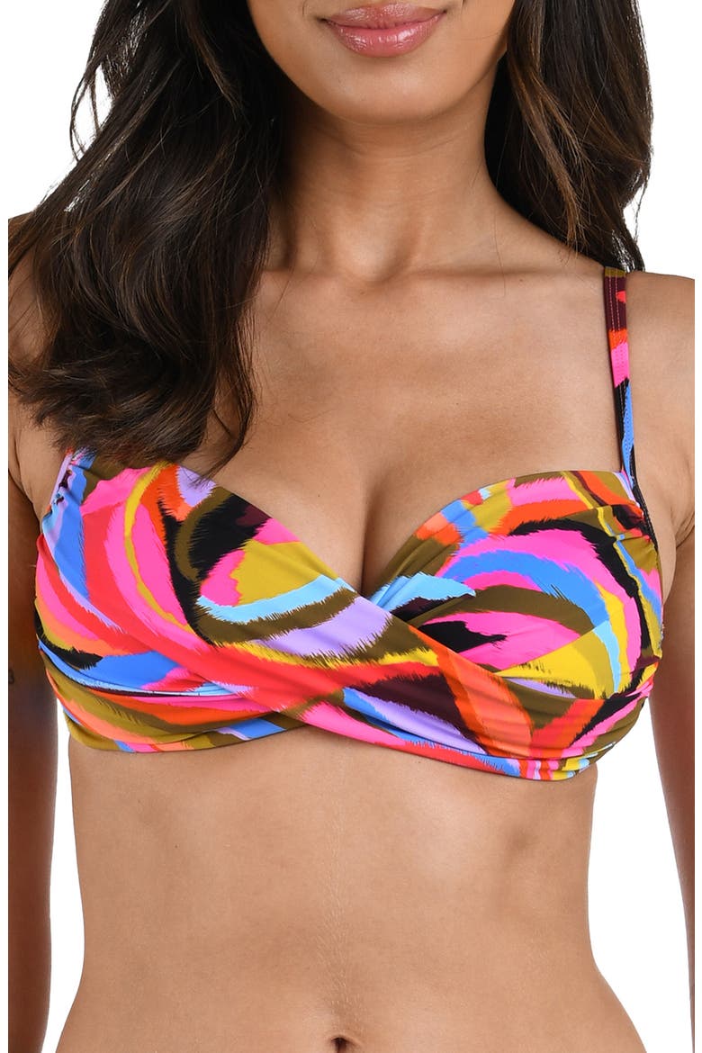 Tropic Waves Twist Front Bikini Top, Main, color, PINK MULTI