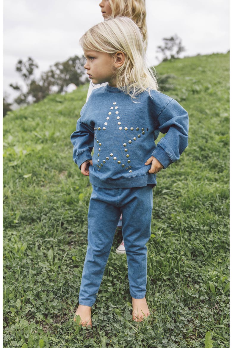 Kids' Playtime Studded Star Knit Two-Piece Set, Alternate, color, BLUE JEAN