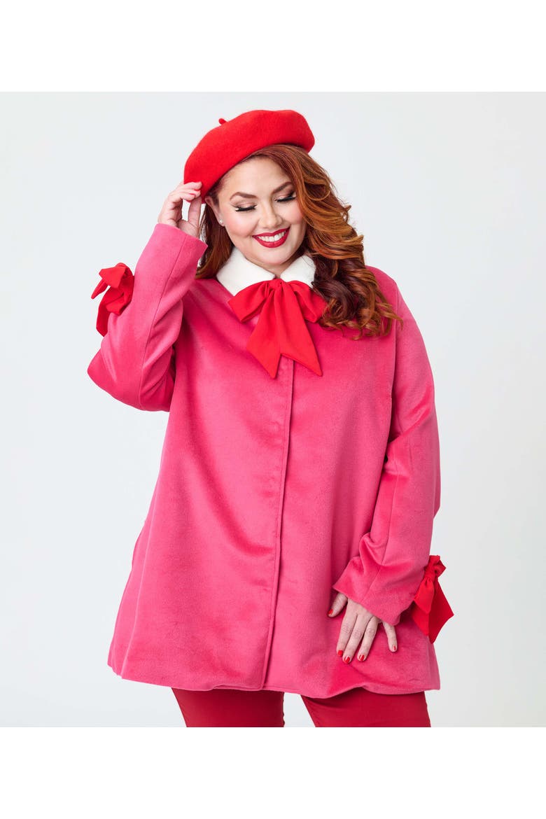 Plus Size Bow Topper Coat, Alternate, color, Pink W/Bows