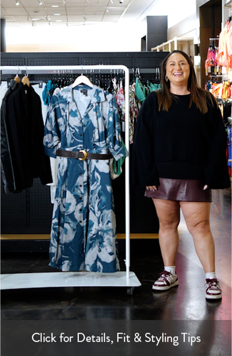 Abstract Floral Belted Midi Shirtdress, sales video thumbnail