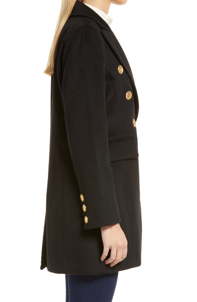 Sam Edelman Double Breasted Wool Blend Military Coat, Alternate, color,