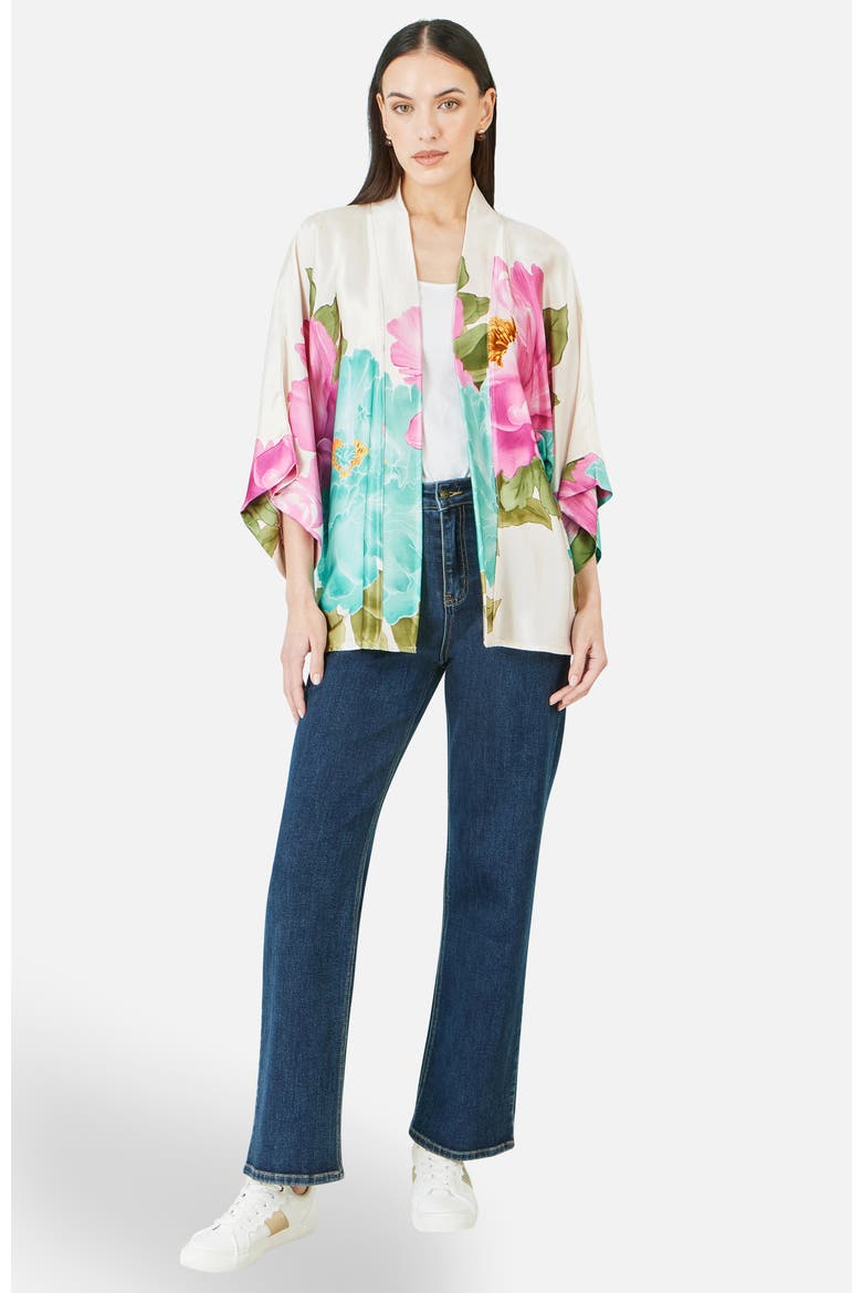 Floral Print Relaxed Jacket, Alternate, color, White