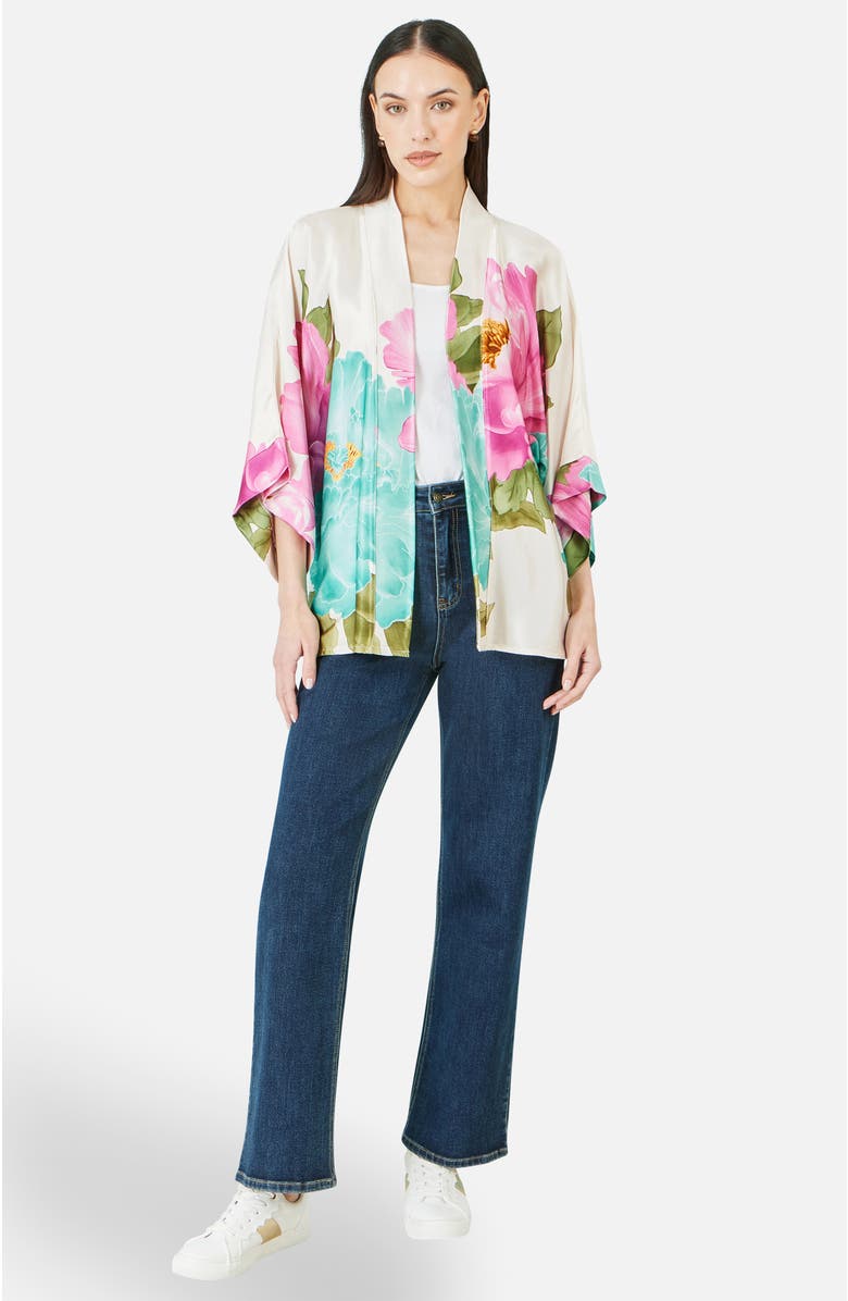 Yumi Floral Print Relaxed Jacket, Alternate, color, White
