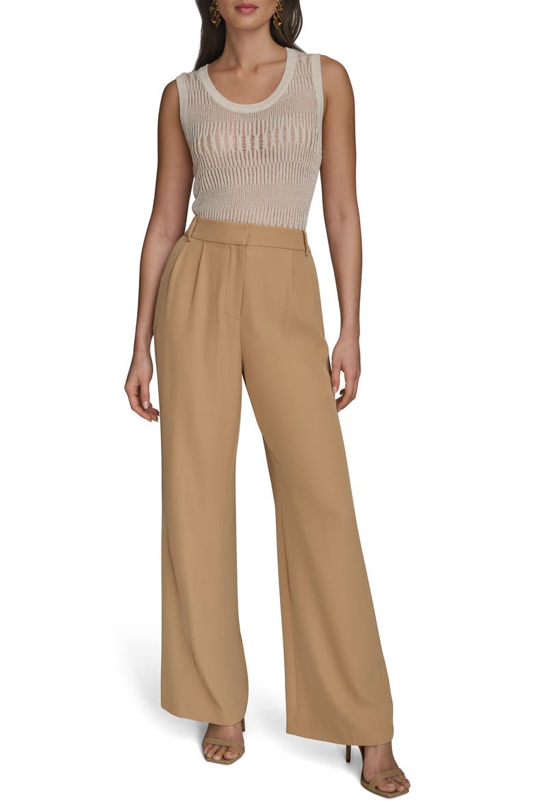 Pleated Wide Leg Pants, Alternate, color, FAWN