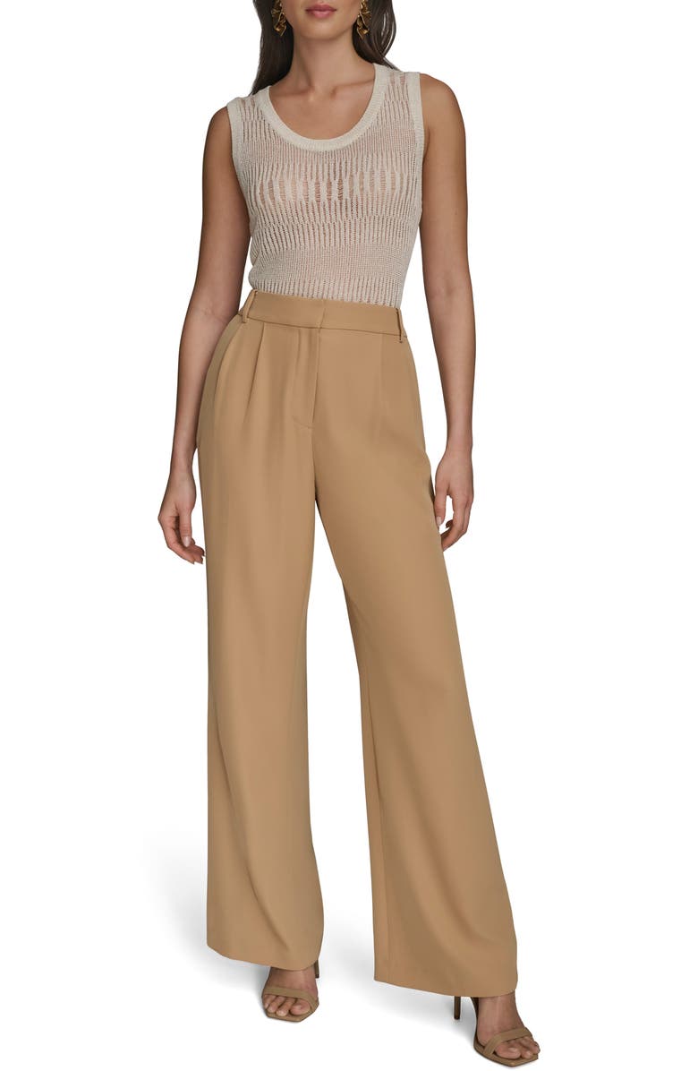 Donna Karan New York Pleated Wide Leg Pants, Alternate, color, Fawn