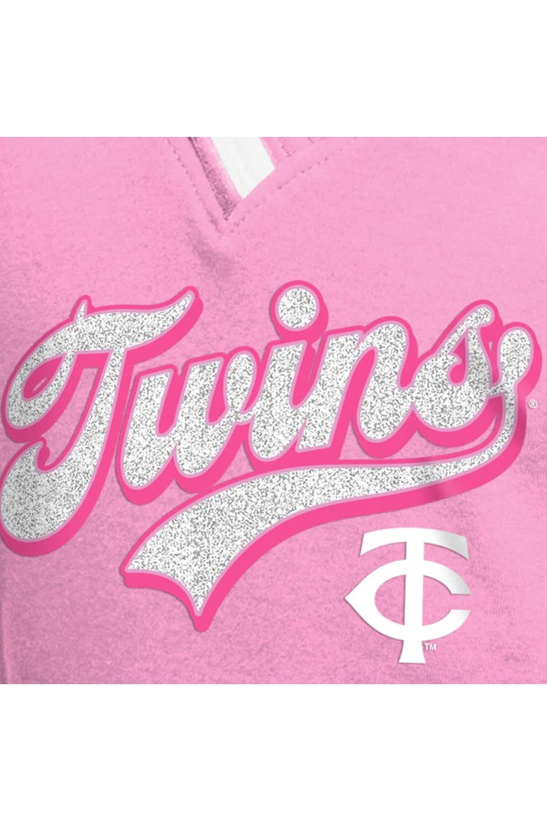 Girls Youth New Era Pink Minnesota Twins Mommy & Me Raglan V-Neck T-Shirt, Alternate, color, Pink