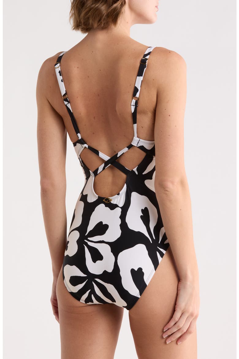 Tina Floral One-Piece Swimsuit, Alternate, color, BLACK