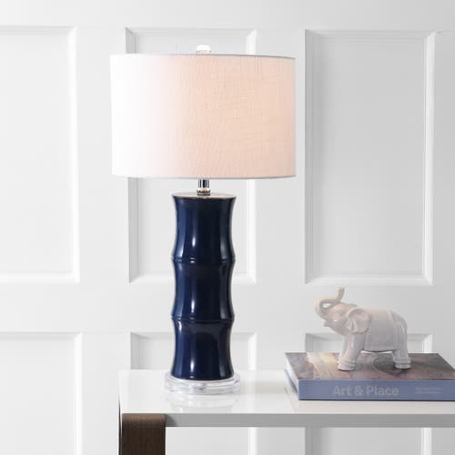 Jonathan Y Tiki 26.5" Ceramic Led Table Lamp In Navy